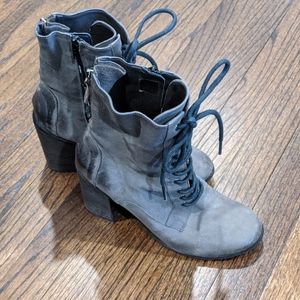High heel leather boots grey 9,5 US